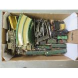 A quantity of Hornby 00 gauge and 0 gauge trains and track including two 0 gauge locomotives and