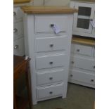 A painted five drawer tallboy - width 56cm x depth 41cm x height 122cm