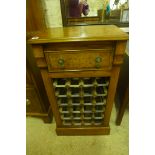 A walnut effect wine rack with a drawer - Height 95 cm x Width 52 cm x Depth 30 cm