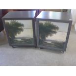 A pair of Libra design side cabinet - Height 77 cm x Width 60 cm x Depth 43 cm