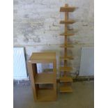 A wall mounted storage shell and modular unit in light oak finish 
Condition report: Used good