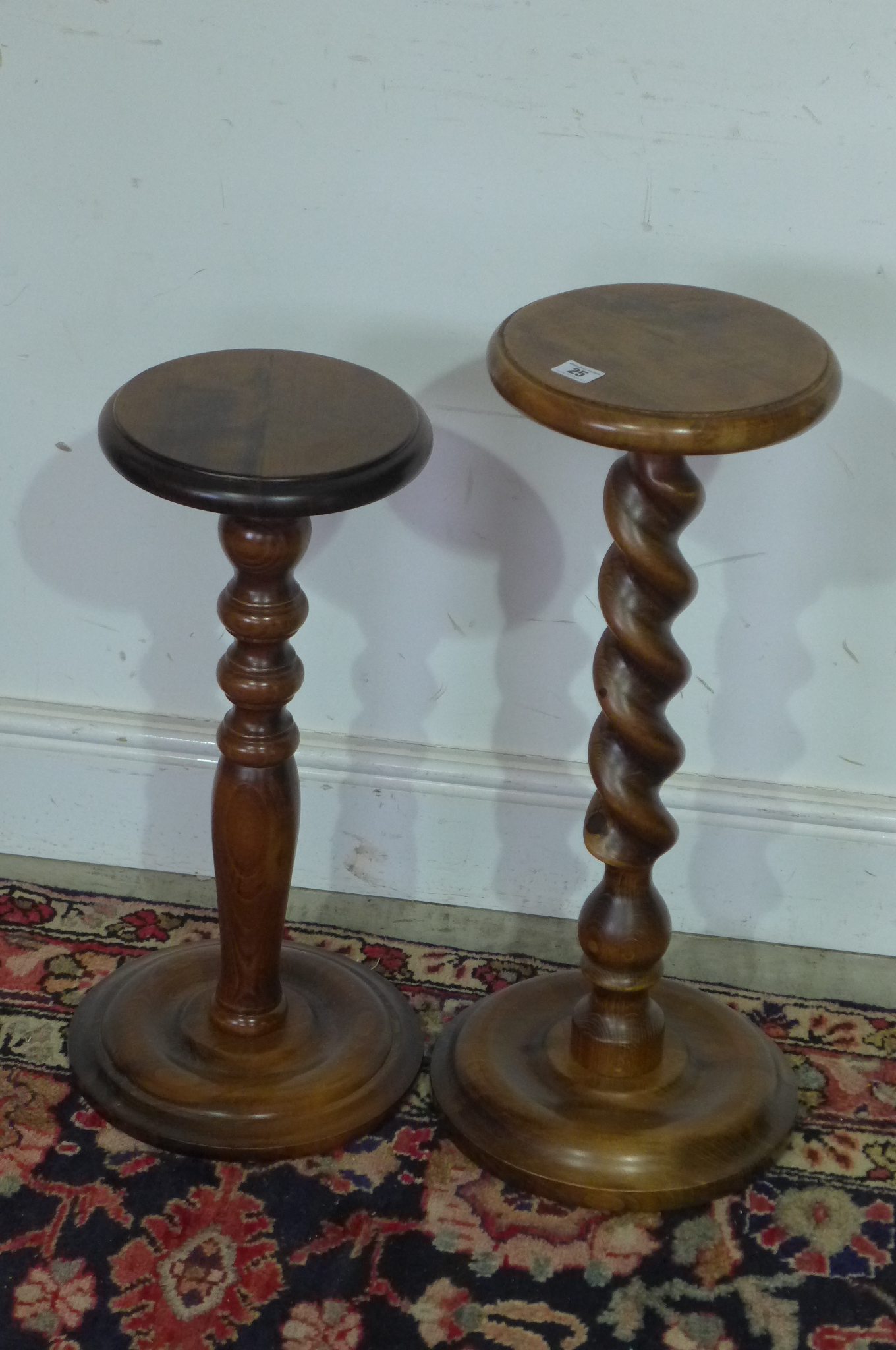 Two beechwood plant stands