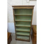 An oak and mahogany effect bookcase with painted interior and adjustable shelves - Height 1.