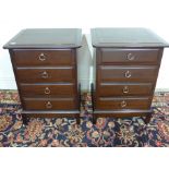 A pair of Stag mahogany four drawer chests/bedsides - Height 72 cm x Width 53 cm x Depth 47 cm