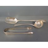 A Georgian silver collective lot comprising of a gravy spoon converted to a salad sever,