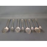 Georgian silver collective lot comprising of four dessert forks and spoons with mixed dates and