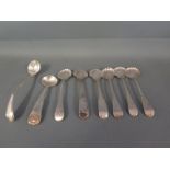 A matched set of six old English pattern salt spoons, four by William Eley and William  Fearn,