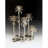 By Patrick Mavros, a suite of five modern Zimbabwean silver candlesticks,  each modelled as a palm
