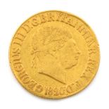 George III, Sovereign, 1820.  Has been mounted, about fine.