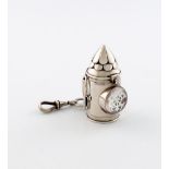 A Victorian novelty silver 'Police Bullseye Lantern' sewing etui / vinaigrette, by Thomas Johnson,