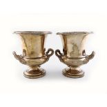 A pair of early 19th century old Sheffield plated two-handled wine coolers, unmarked, circa 1820,