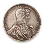 The Murder of Sir Edmund Berry Godfrey (1621-1678), gilt-silver medal, 1678, by George Bower, bust