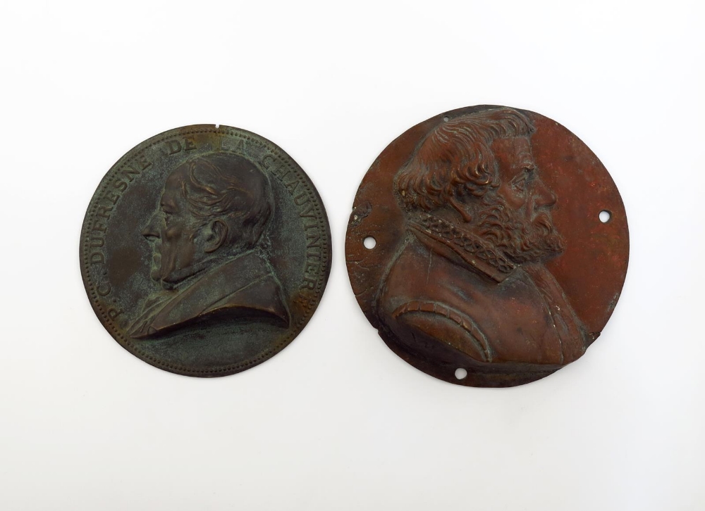 P. C. Dufresne de La Chauviniere, a uniface circular bronze medallic plaque, by (?) Andr? Vauthier-