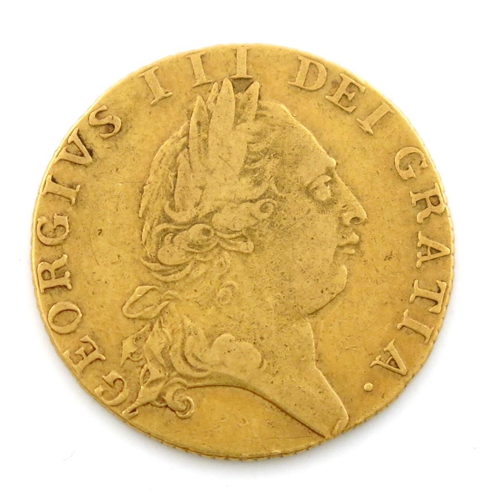 George III, "Spade" Guinea, 1790, fifth laureate head right, rev., crowned shield of arms (S.3729).