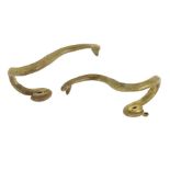 A pair of 19th century gilt bronze serpent curtain tie backs, 11.9cm high, 24.7cm deep. (2)