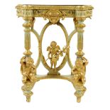 A late 19th century French painted and giltwood jardinière table, with a lift-out metal liner