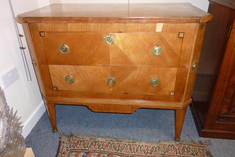 An early 19th century Swiss cherry and satinbirch commode, the moulded edge top crossbanded and - Image 14 of 19