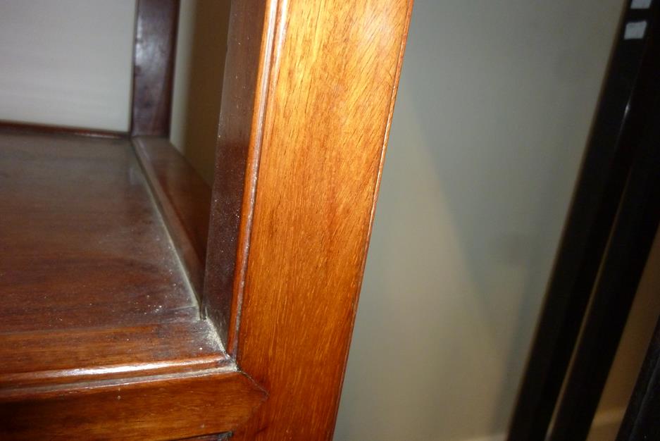 A pair of Chinese hardwood Ming style open display shelves, the bases carved with Greek key - Image 19 of 23