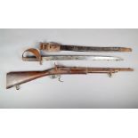 A .577 rifled Artillery Snider carbine, marked Tower 1867, complete with Artillery bayonet and