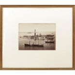 Eleven black and white topographical photographs, of mainly Italian views of Venice, a view of the