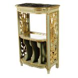 A late 19th century French painted and giltwood music stand, the top inset with verde antico