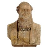 A Victorian terracotta bust of a bearded gentleman, the reverse with an impressed signature 'A. COKE