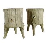 A pair of French reconstituted stone faux wood planters, 68cm high, 50cm wide. (2)