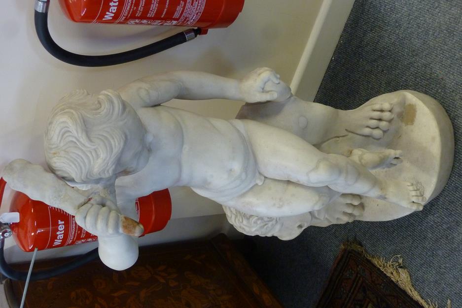 A 17th century Italian carved marble group of the infant Hercules, the winged figure holding a - Image 2 of 21