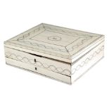 λ An Anglo-Indian ivory sewing box, Vizagapatam, lac decorated with bands of ribbon tied flowers,