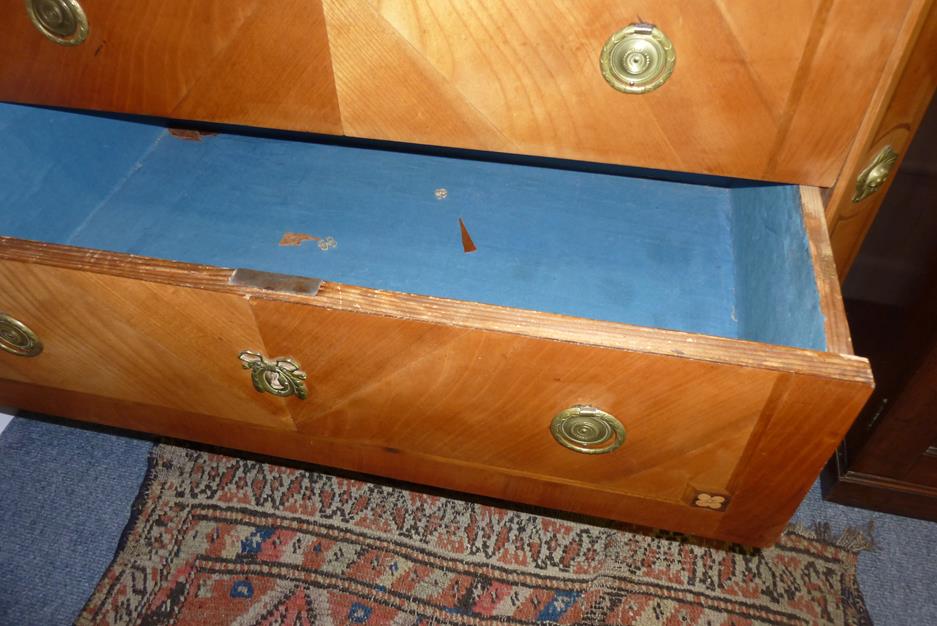 An early 19th century Swiss cherry and satinbirch commode, the moulded edge top crossbanded and - Image 18 of 19