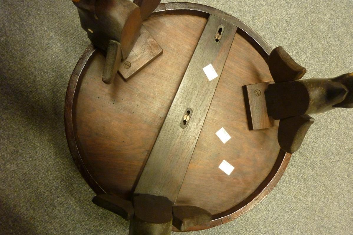 An Indian hardwood occasional table, on three elephant's head and trunk legs, late 19th / early 20th - Image 6 of 7