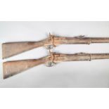 A .577 2 band Enfield percussion rifle, converted to Snider, breech loading, marked Tower 1864,