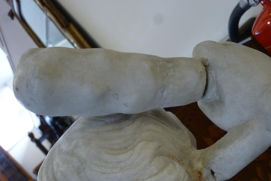 A 17th century Italian carved marble group of the infant Hercules, the winged figure holding a - Image 18 of 21