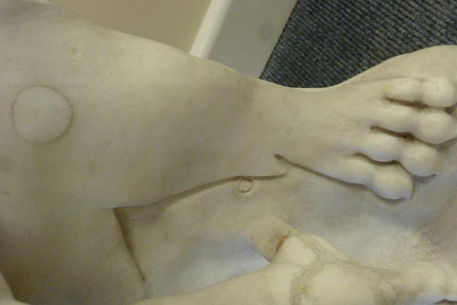 A 17th century Italian carved marble group of the infant Hercules, the winged figure holding a - Image 8 of 21