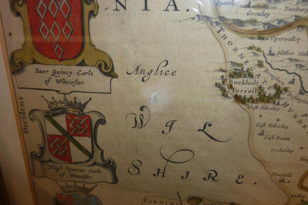 Johannes Blaeu. Hampshire, a hand coloured engraved map inscribed 'HANTONIA, SIVE, - Image 2 of 11