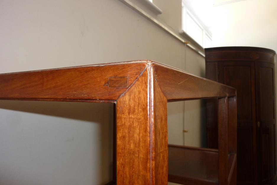 A pair of Chinese hardwood Ming style open display shelves, the bases carved with Greek key - Image 22 of 23