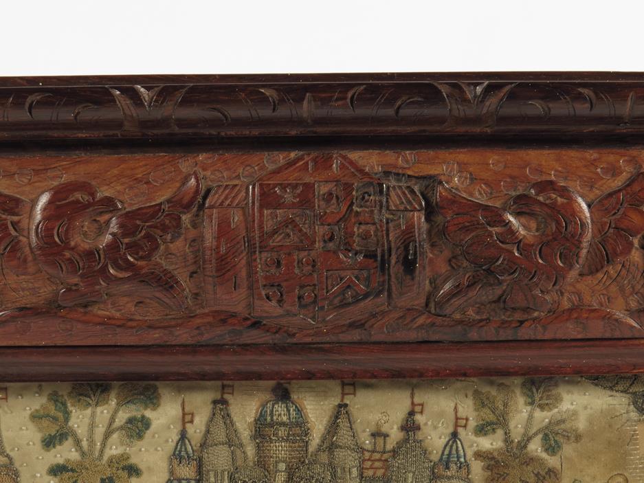 λ A Charles II stumpwork embroidered picture, depicting King Charles II with Catherine of - Image 2 of 22