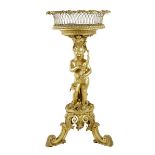 A 19th century Italian giltwood and composition jardinière stand, the basket wire-work top above a