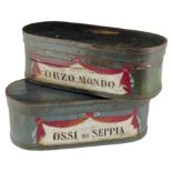 Two 19th century Italian painted food containers, of bentwood and metal construction, one
