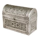 A 19th century French electrotype stationery casket by L. Oudrey, decorated with scrolling