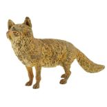 An Austrian cold painted bronze model of a fox, late 19th century, 9.4cm high, 18.5cm long.