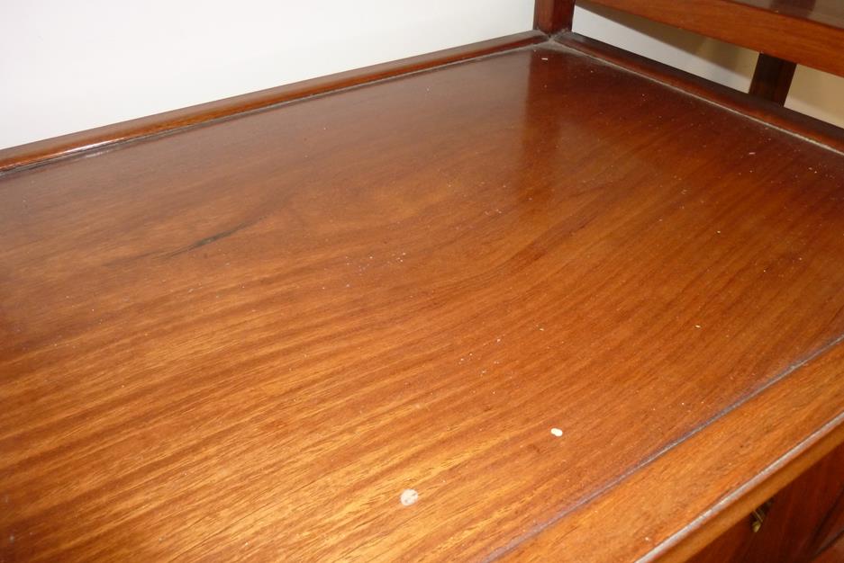 A pair of Chinese hardwood Ming style open display shelves, the bases carved with Greek key - Image 4 of 23