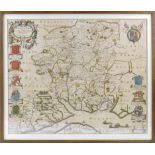 Johannes Blaeu. Hampshire, a hand coloured engraved map inscribed 'HANTONIA, SIVE,