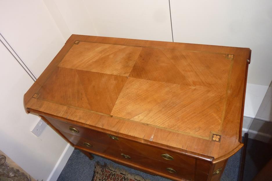 An early 19th century Swiss cherry and satinbirch commode, the moulded edge top crossbanded and - Image 2 of 19
