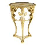 A late 19th century Italian giltwood and composition guéridon table, the circular top inset with