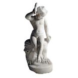 A 17th century Italian carved marble group of the infant Hercules, the winged figure holding a