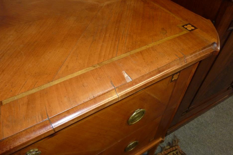 An early 19th century Swiss cherry and satinbirch commode, the moulded edge top crossbanded and - Image 16 of 19
