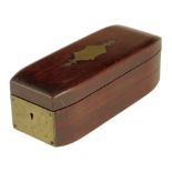 λ A 19th century mahogany and brass mounted Campaign Officer's shaving case, the hinged lid inset