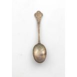 An early 18th century provincial silver lace-back Trefid spoon,  marked twice R.P, possibly for
