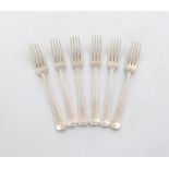 A set of six George III silver Old English pattern table forks,  by Richard Crossley, London 1803,